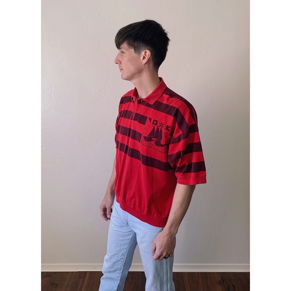 vintage 80s boxy fit short sleeve polo shirt - Picture 4 of 9